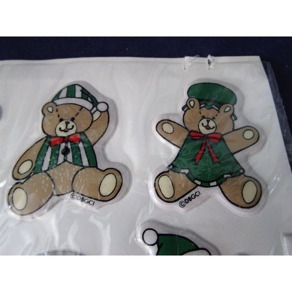 Christmas Teddy Bear Puffy Stickers Vintage 80s DBGCI EUC New Other - Picture 3 of 12